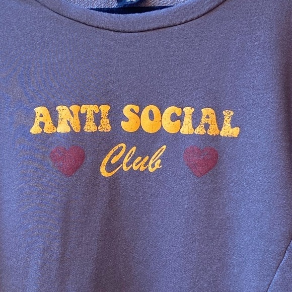 Blank Paige Womens Small Gray Anti Social Cropped Sweatshirt Sweater - Picture 2 of 9